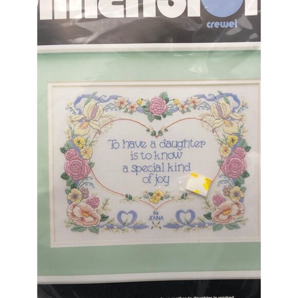 Dimensions Crewel Kit Daughter Cross-Stitch 12"x9" Mat Gift From Mom VTG 1992 - Picture 3 of 6